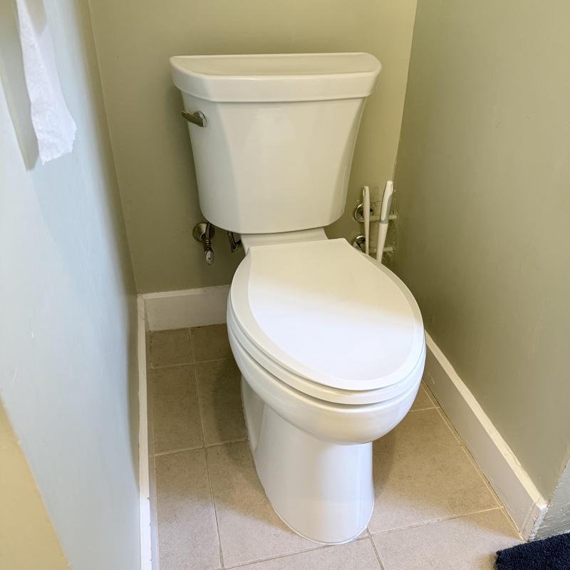Toilet with new emergency stop valve installation