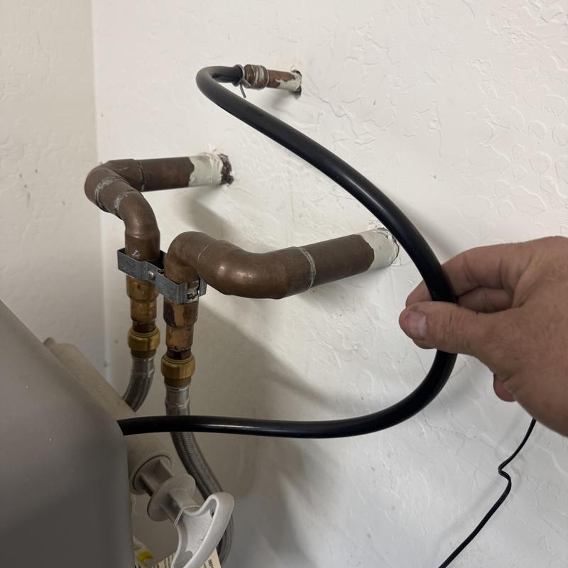 Electric water heater copper piping and wiring connection