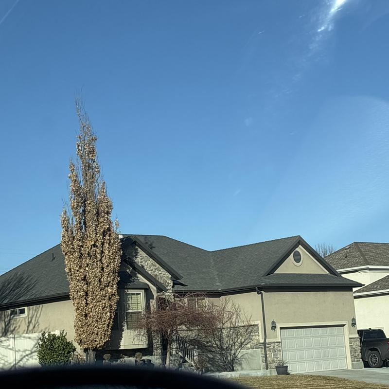 Asphalt shingle roof installation on suburban home Asphalt shingle roof installation on suburban home