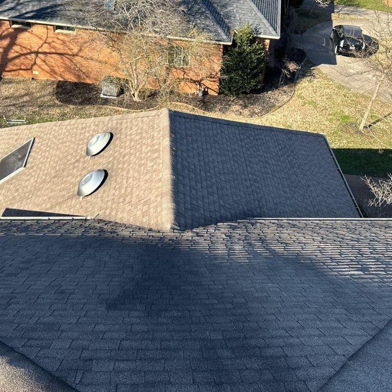 Asphalt roof shingles with ventilation dome inspection