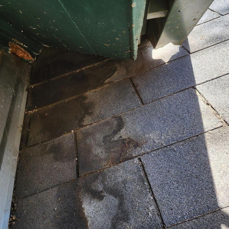 Shingle roof section with metal soffit closures installed Shingle roof section with metal soffit closures installed