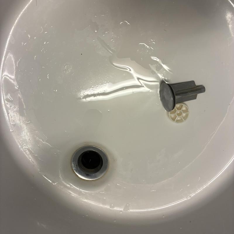 Basin sink with pop-up assembly and new gaskets installed