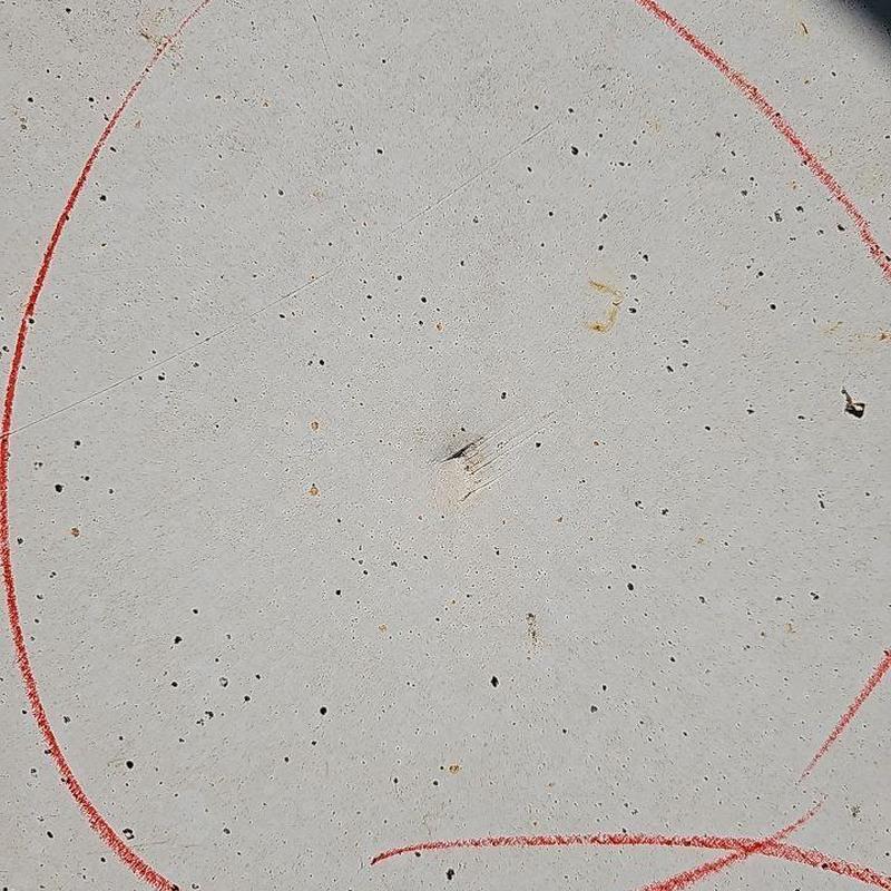 TPO roof puncture marked with red circle TPO roof puncture marked with red circle