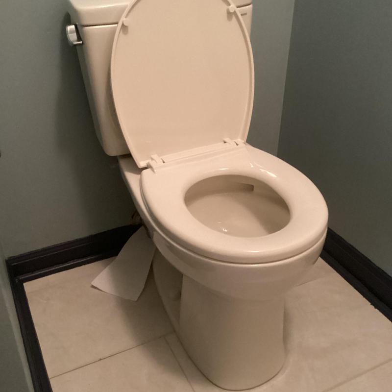 Toilet installation with new supply line and wax seal