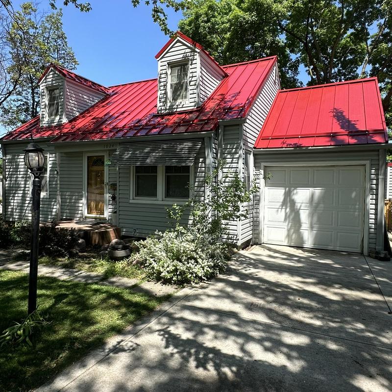 Standing seam metal roof on residential house
