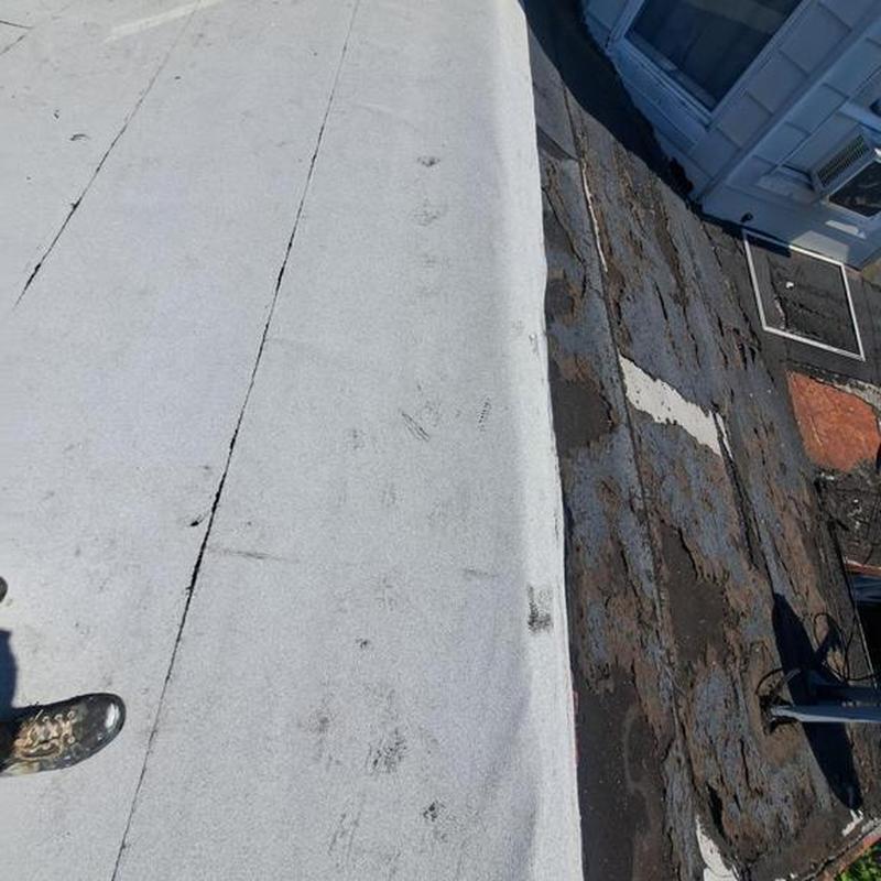 Firestone Modified Bitumen flat roof installation progress Firestone Modified Bitumen flat roof installation progress