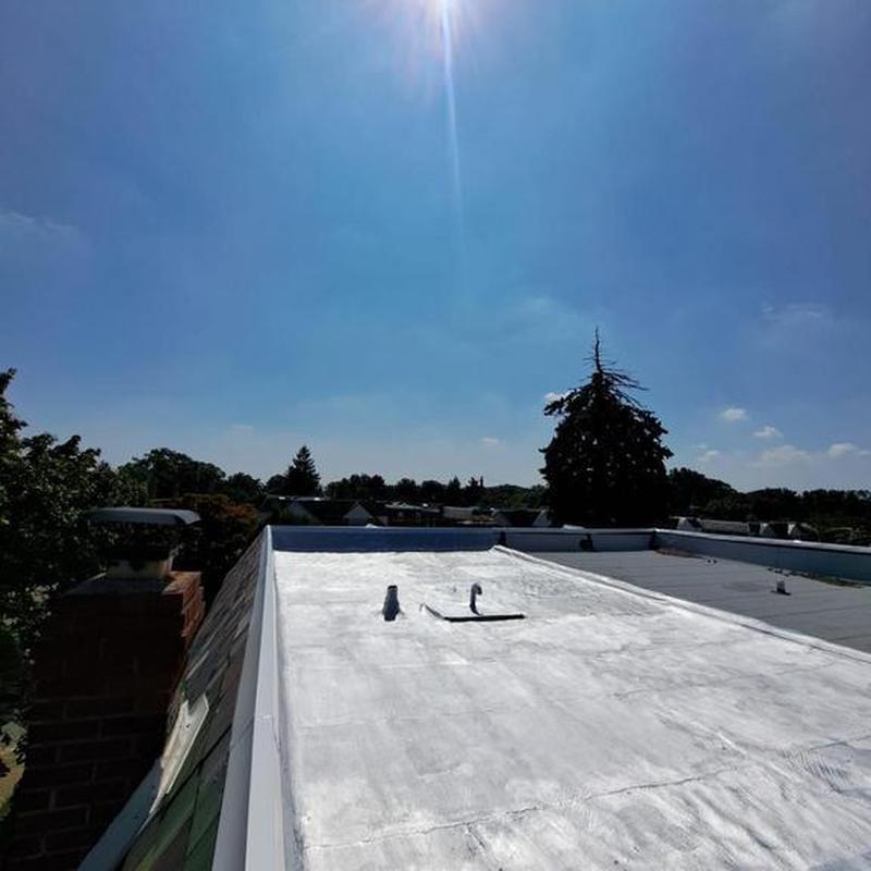 Flat roof with aluminum silver coating in Philadelphia