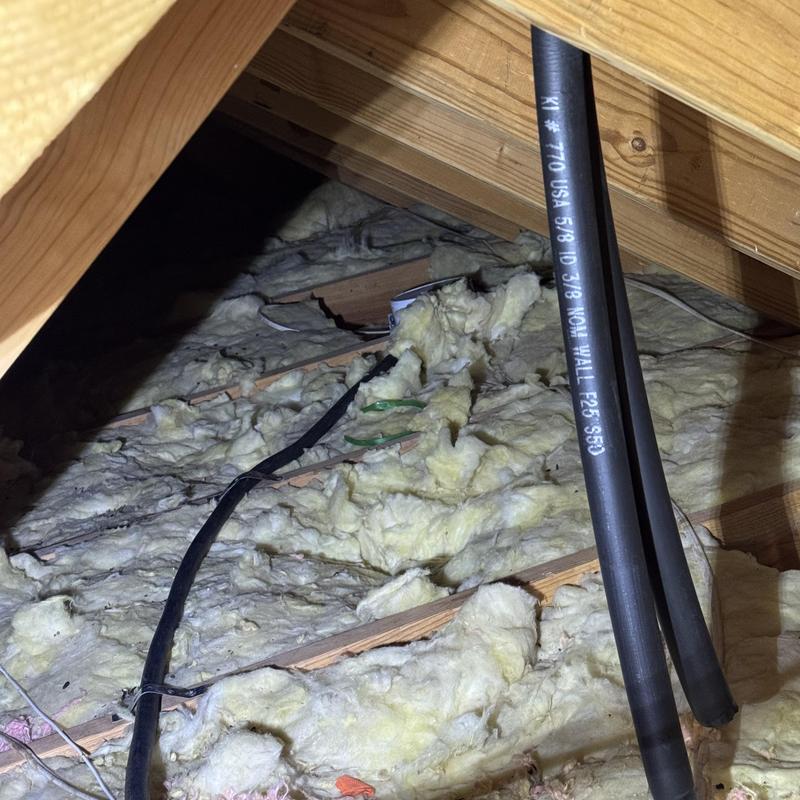 Gas line piping installation in insulated attic space
