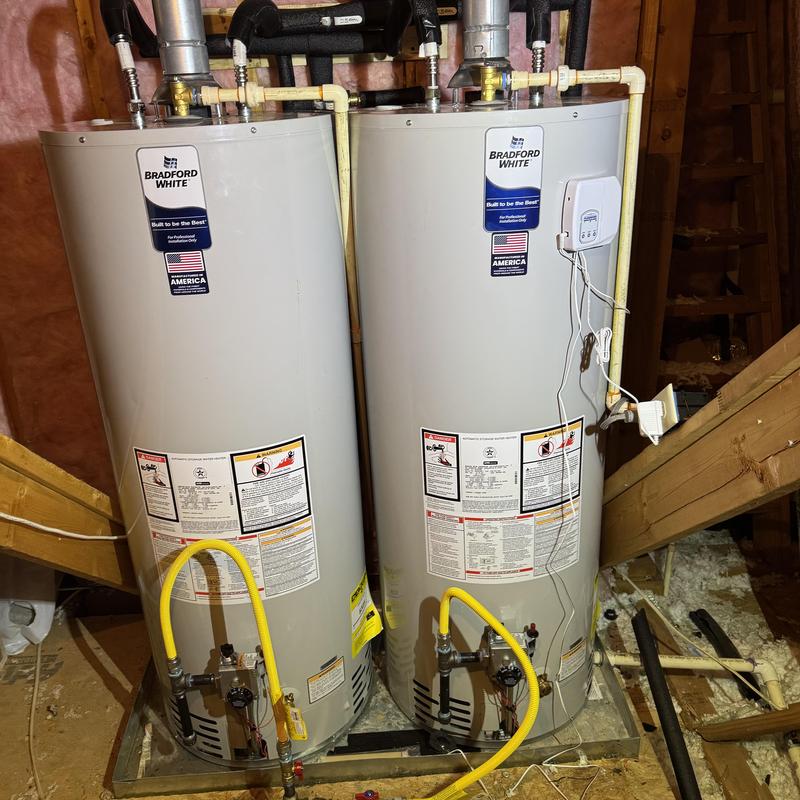 Bradford White water heaters installed in attic