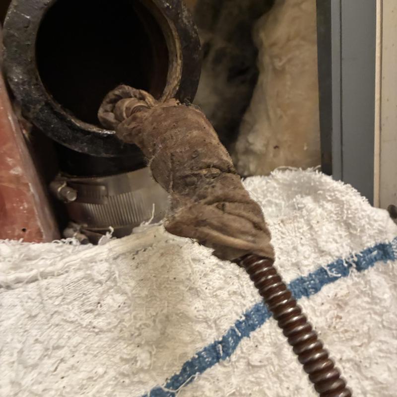 Main sewer line cabling removing wipes blockage