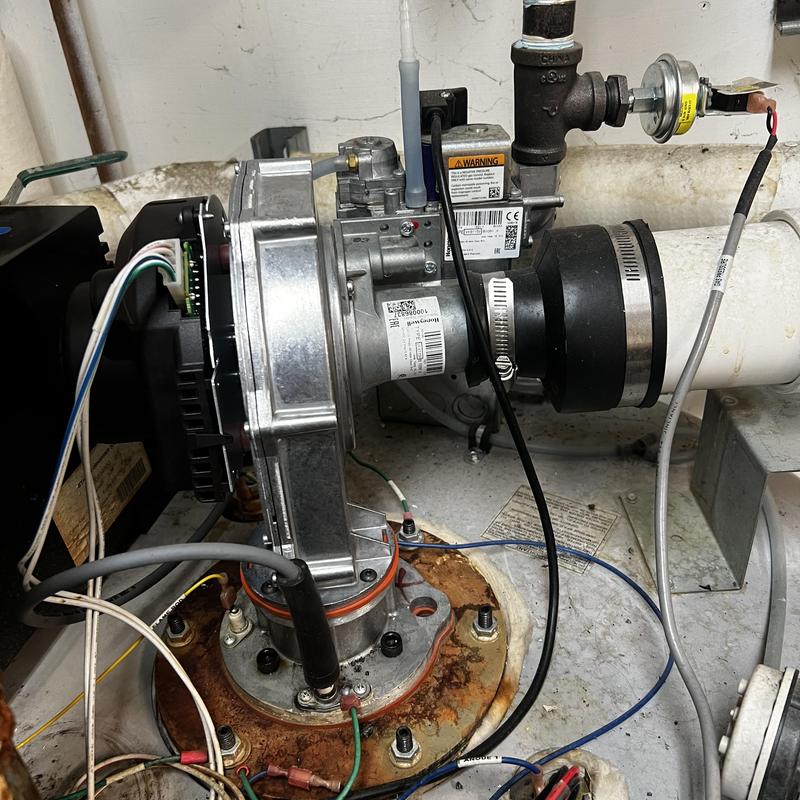 AO Smith water heater blower installation with wiring