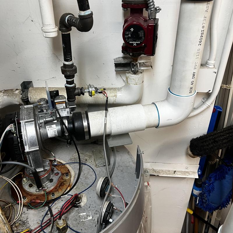 AO Smith water heater blower installation and piping