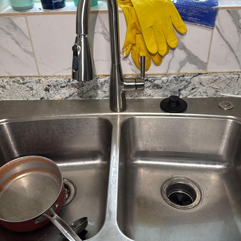 Kitchen faucet and sink disposal installation with air switch