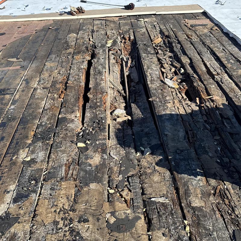 TPO roof wood deck with extensive rot damage