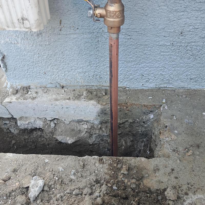 Copper cold water line under cement trench Copper cold water line under cement trench