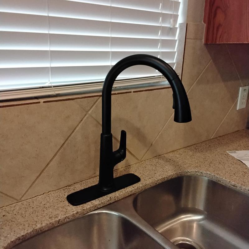 Kitchen faucet installation over double sink