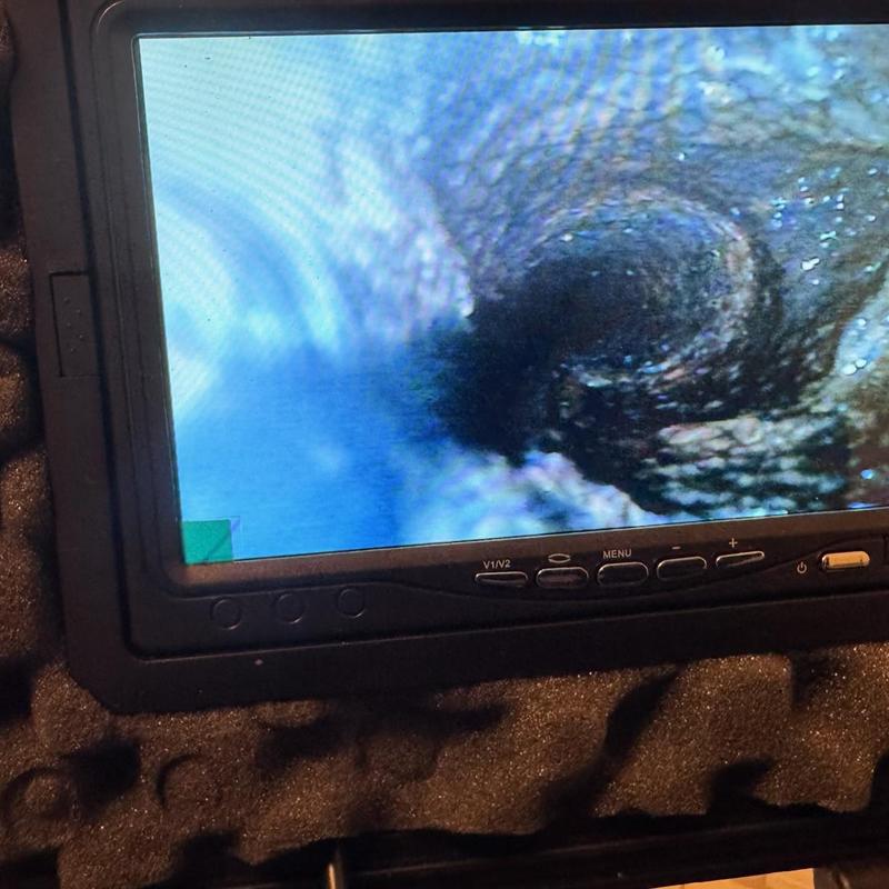 Cast iron drain pipe camera inspection monitor view Cast iron drain pipe camera inspection monitor view