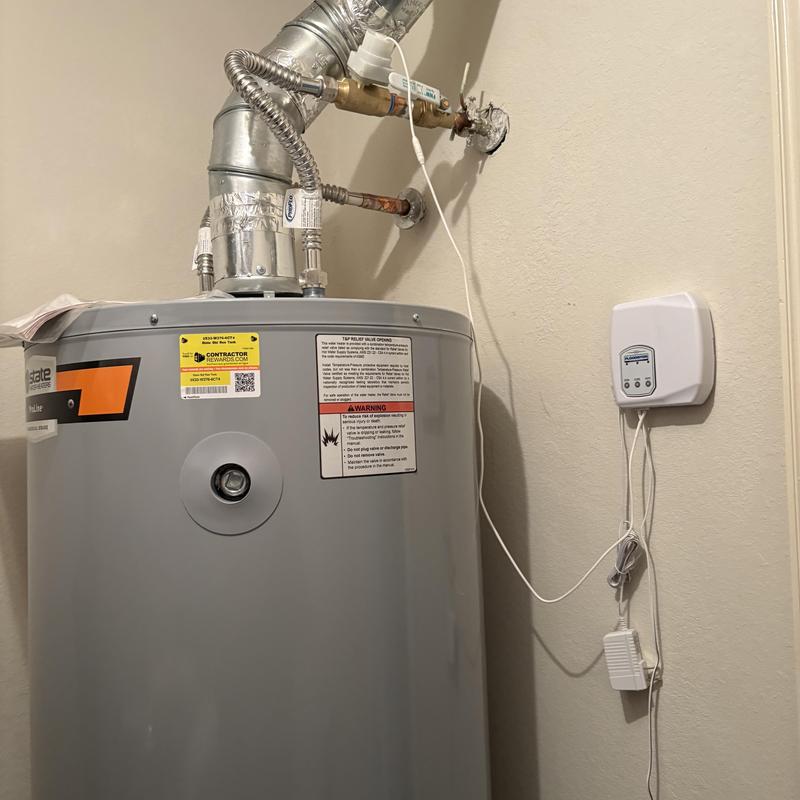 Gas water heater with vent and gas line repair
