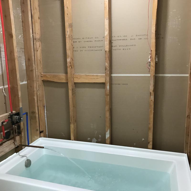 Tub valve and plumbing installation in unfinished wall