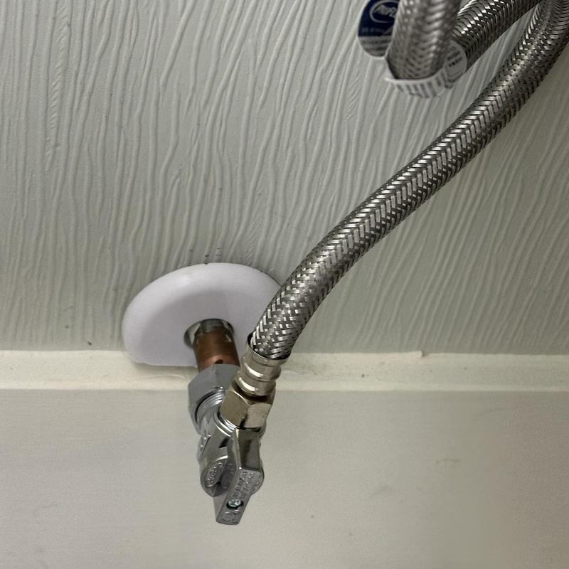 Toilet shut-off valve with braided water supply line