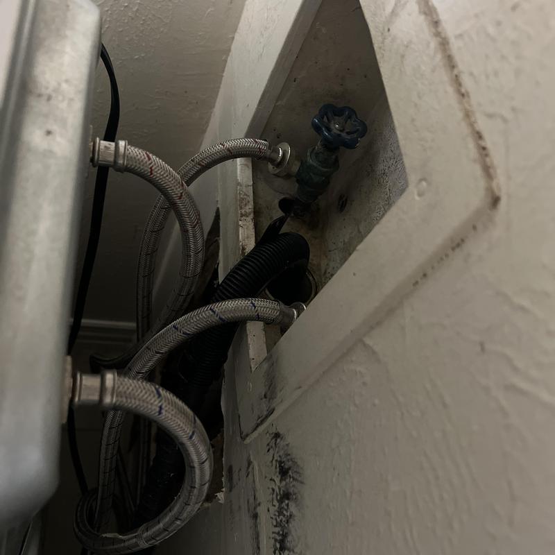Washing machine water supply lines and valve in laundry area