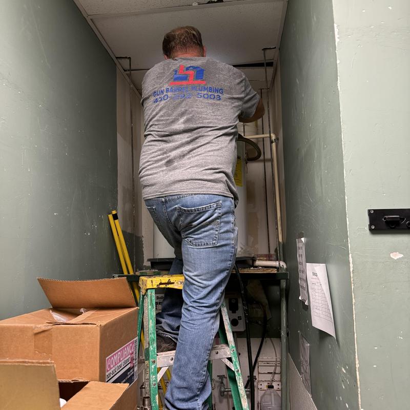 Commercial water heater replacement inside utility closet