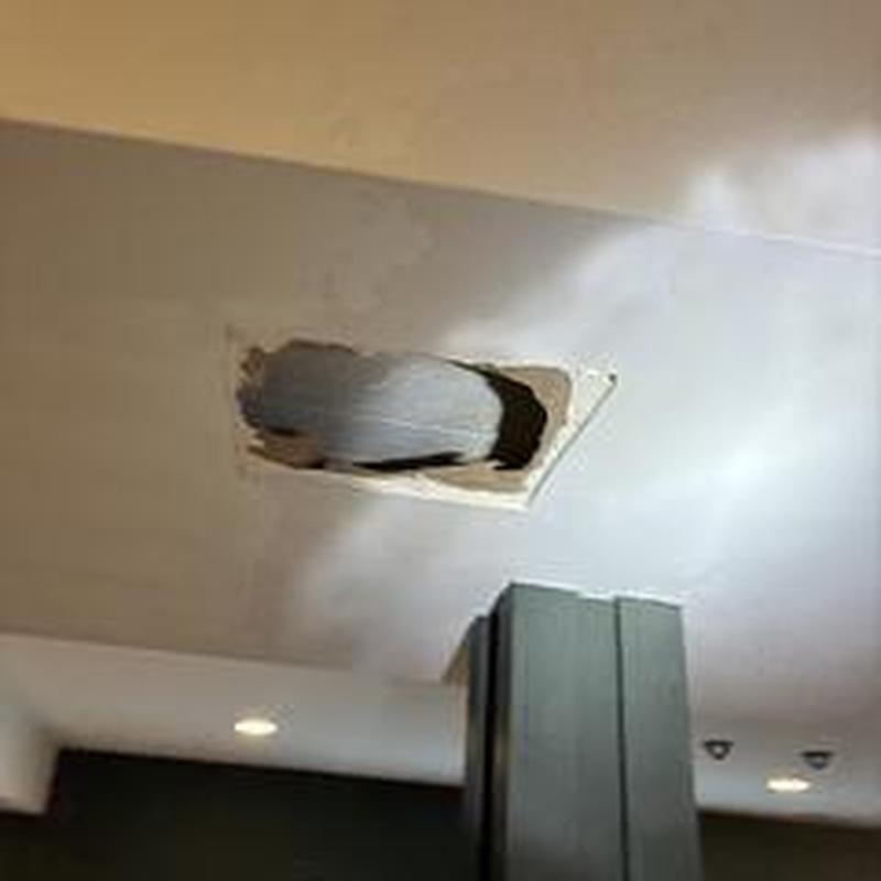 Ceiling access cut for plumbing inspection