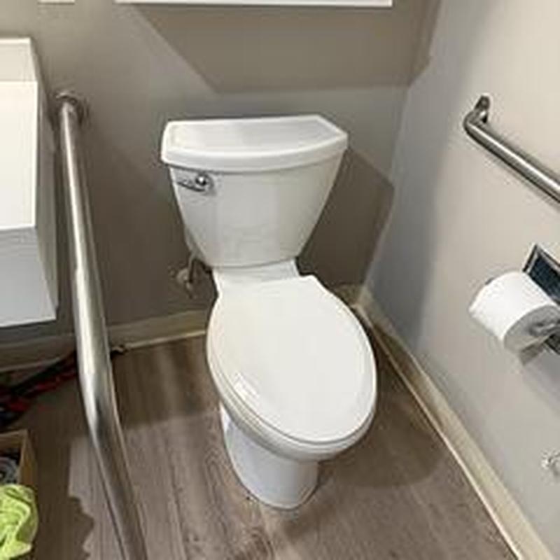 Toilet flange replacement with resealed toilet in bathroom
