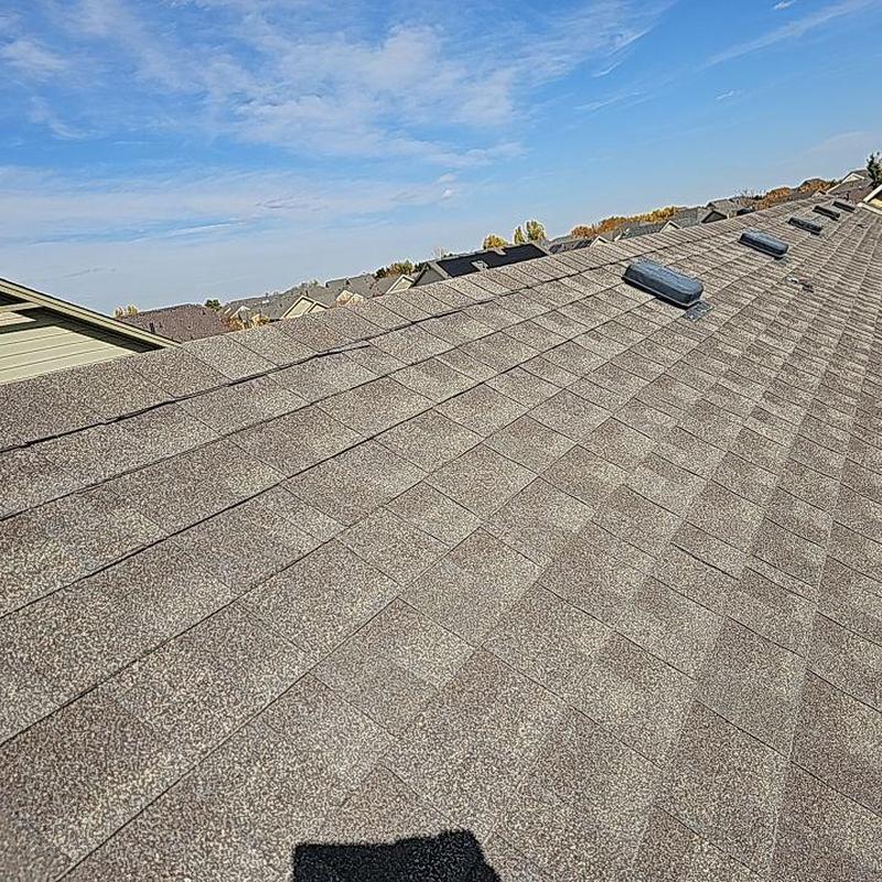 Asphalt shingle roof with sealed pipe jacks and vents Asphalt shingle roof with sealed pipe jacks and vents