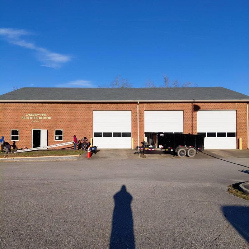 Estate Grey roof shingles replacement on fire station Estate Grey roof shingles replacement on fire station