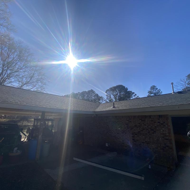 Architectural shingle roof on residential house