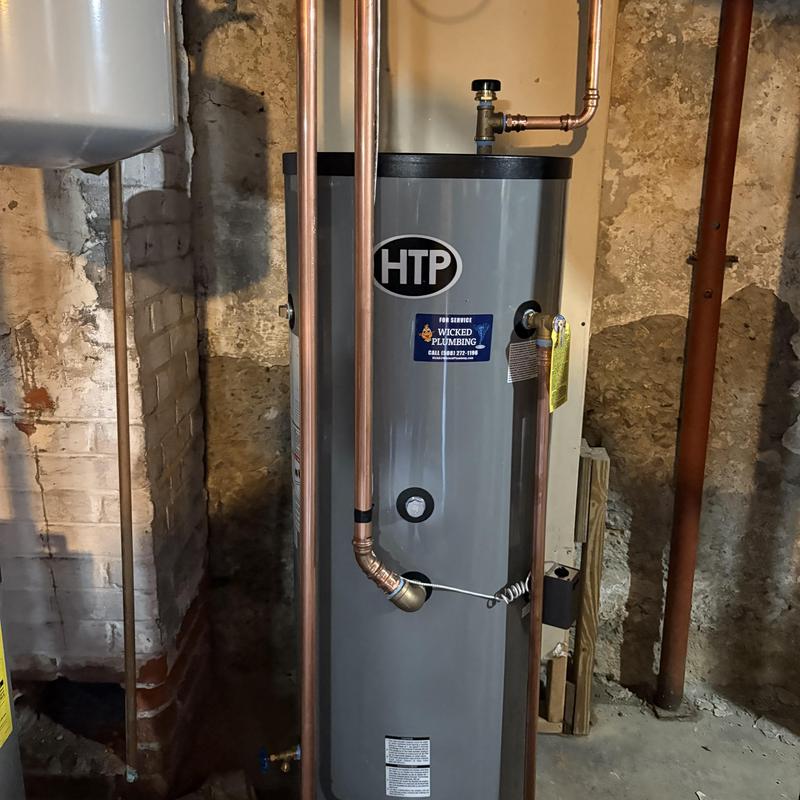 Indirect water heater with new copper piping in basement