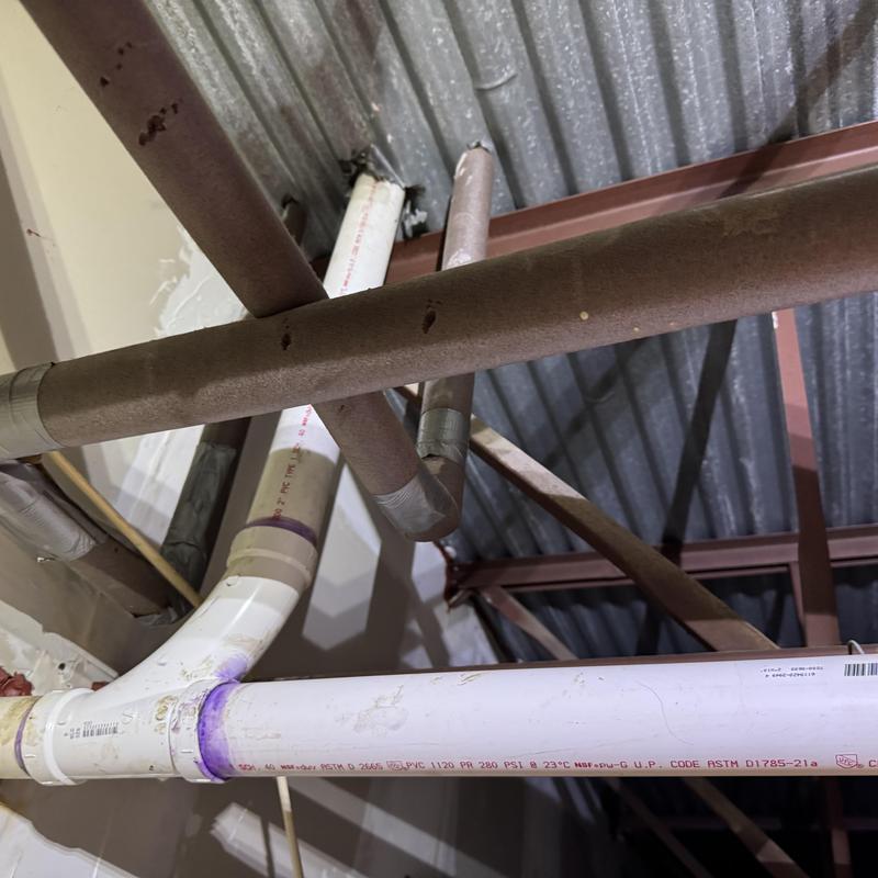 2-inch cast iron pipe section repair between floors