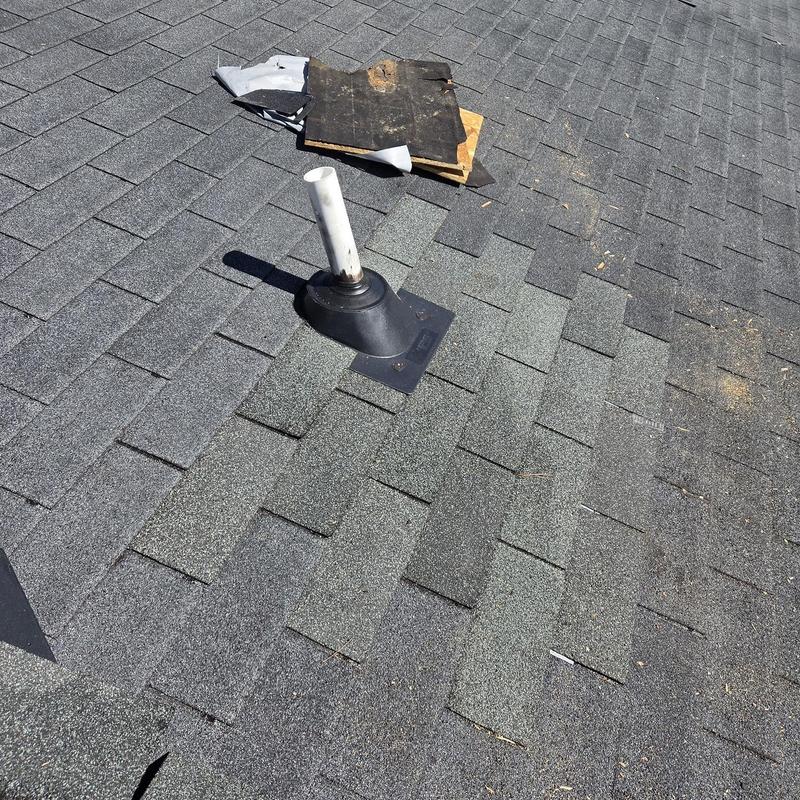 Pipe boot and roof deck replacement with caulking