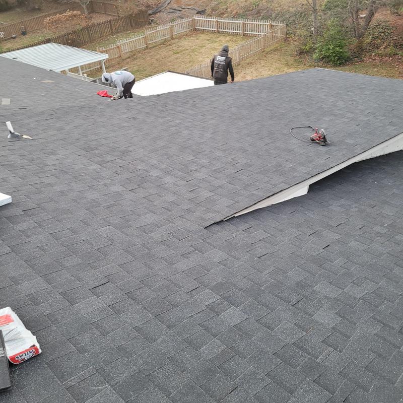 Asphalt shingle roof installation on condo complex