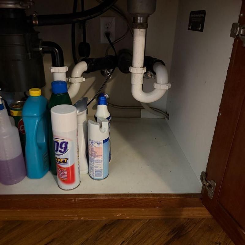 Under-sink plumbing with filtration system removed Under-sink plumbing with filtration system removed