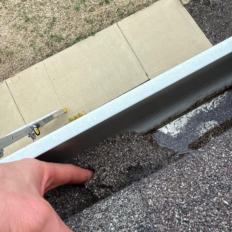 Asphalt shingle granule loss near roof edge and gutter