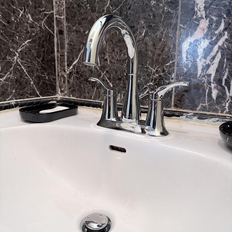 Upstairs bathroom faucet with chrome finish