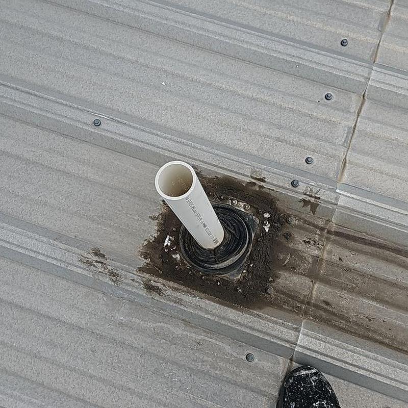 PVC pipe on metal roof with resealed roof jack PVC pipe on metal roof with resealed roof jack