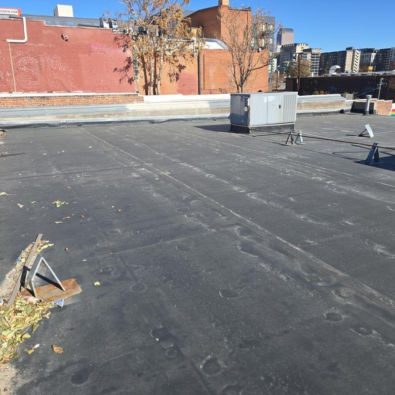 EPDM flat roof with HVAC unit and termination bar EPDM flat roof with HVAC unit and termination bar