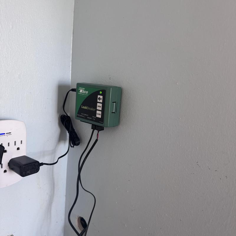 LeakBreaker water sensor control unit installed on wall