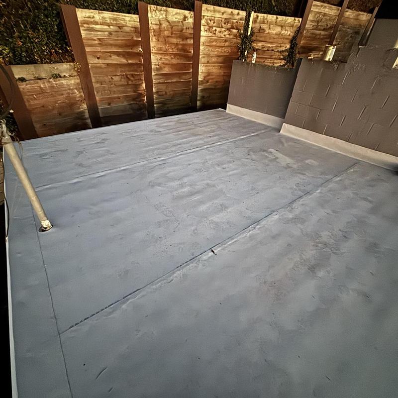 Flat roof membrane installation nearing completion