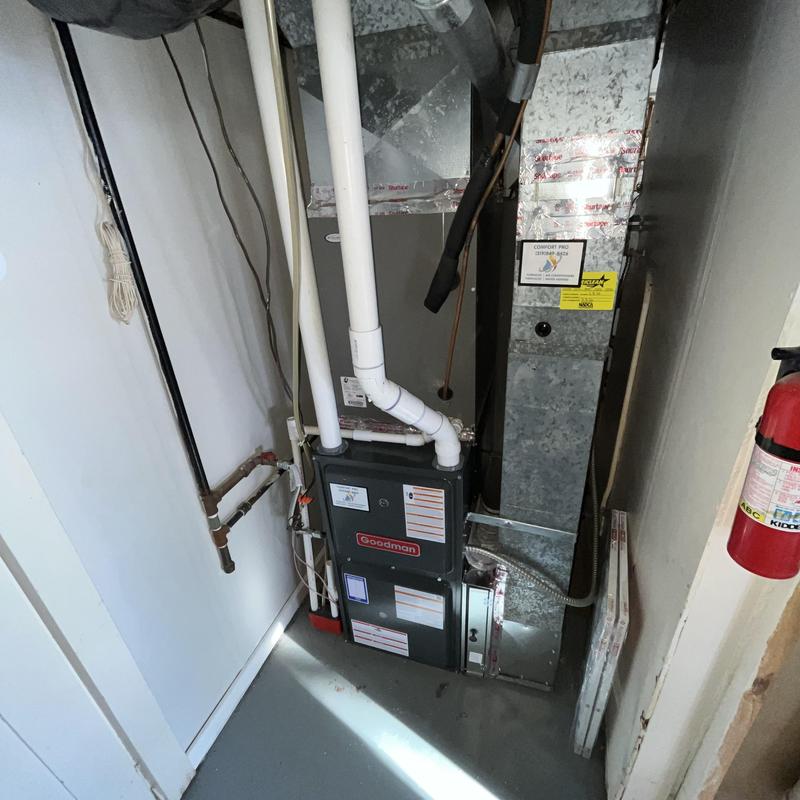 Gas furnace installation with ductwork in utility room Gas furnace installation with ductwork in utility room