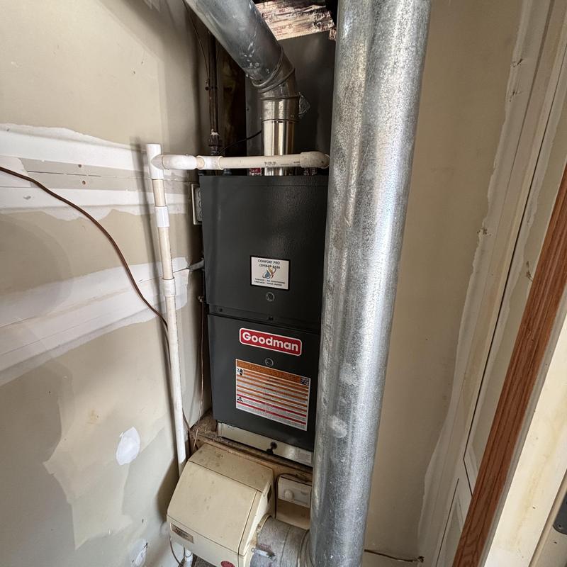 Goodman gas furnace installation with vent piping Goodman gas furnace installation with vent piping