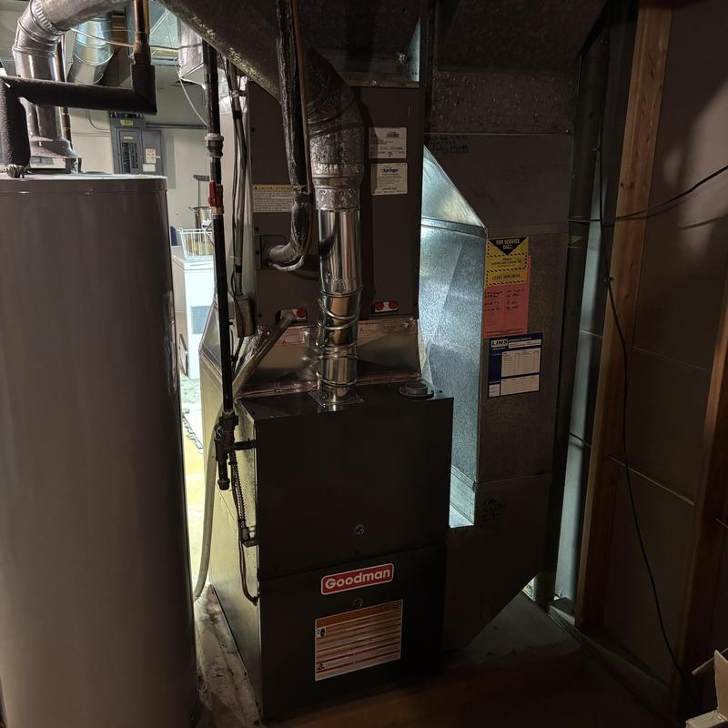 Goodman gas furnace installed in basement ductwork Goodman gas furnace installed in basement ductwork