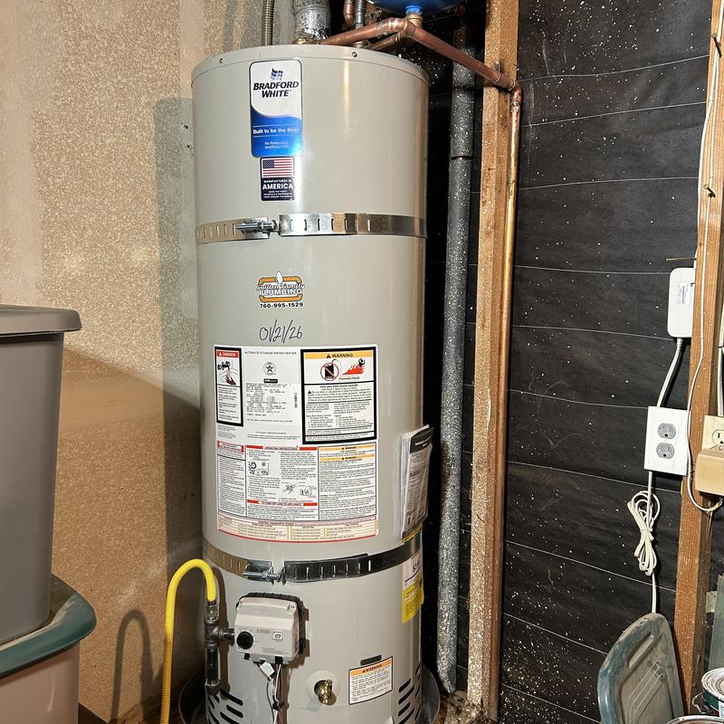 Water heater with new valves, expansion tank, and straps