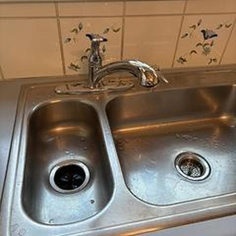 Kitchen faucet with double stainless steel sink installation