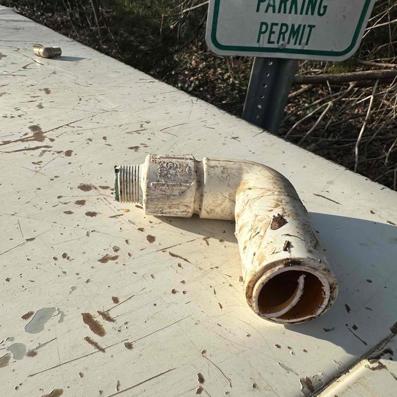 Underground elbow pipe fitting removed on job site Underground elbow pipe fitting removed on job site