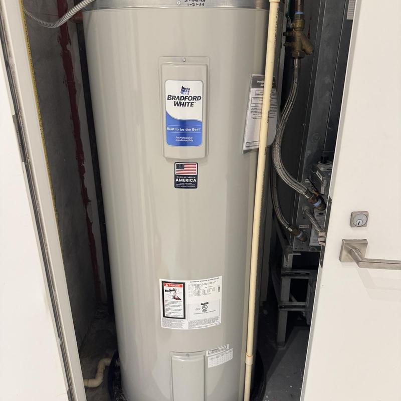 Water heater with expansion tank installed and tested