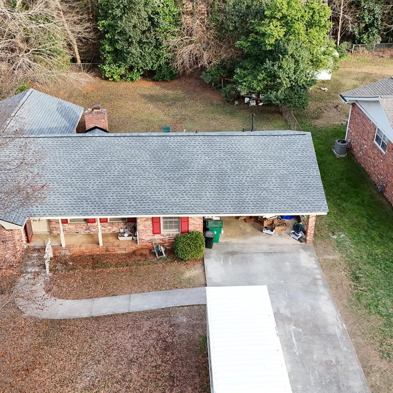 Asphalt shingle roof replacement on single-story house